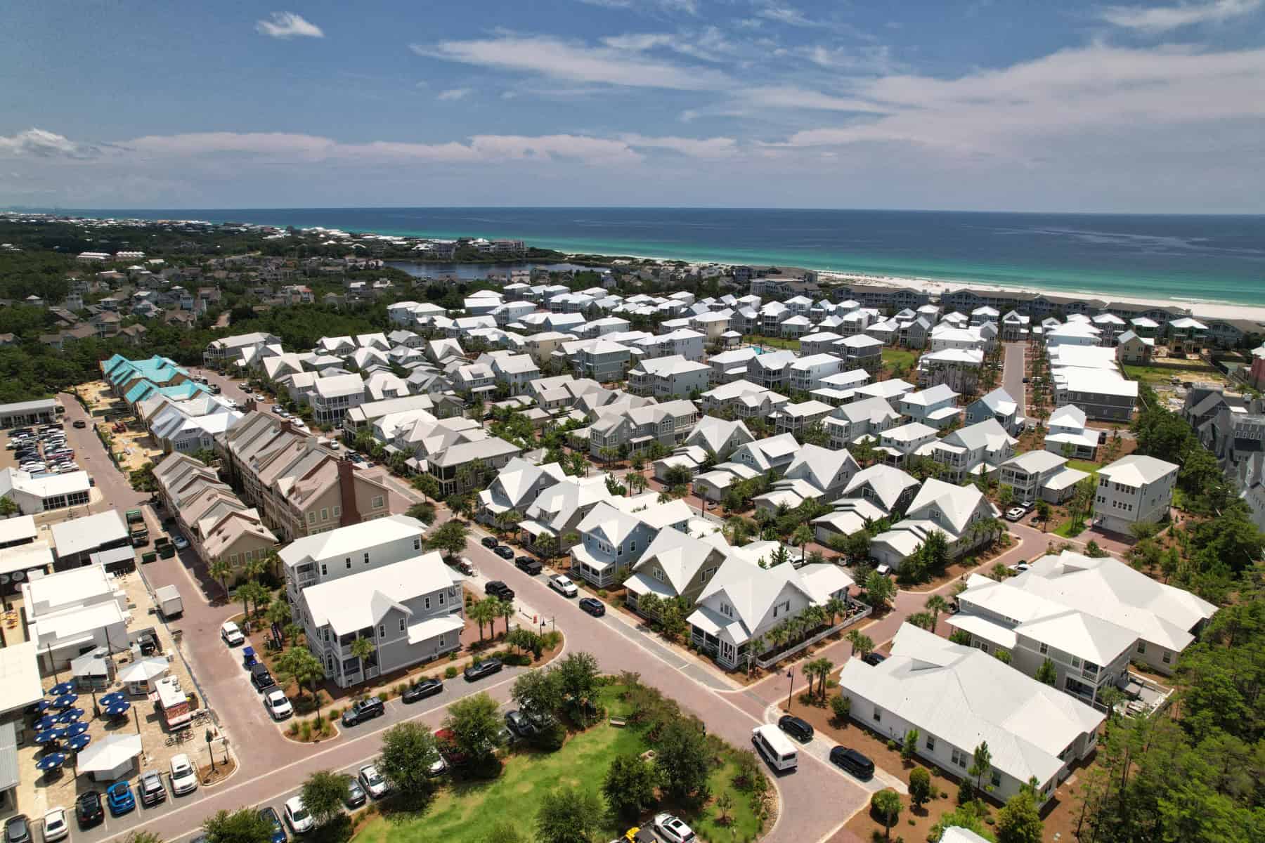 Aerial view of the Prominence community near Scenic Highway 30A in Santa Rosa Beach Florida